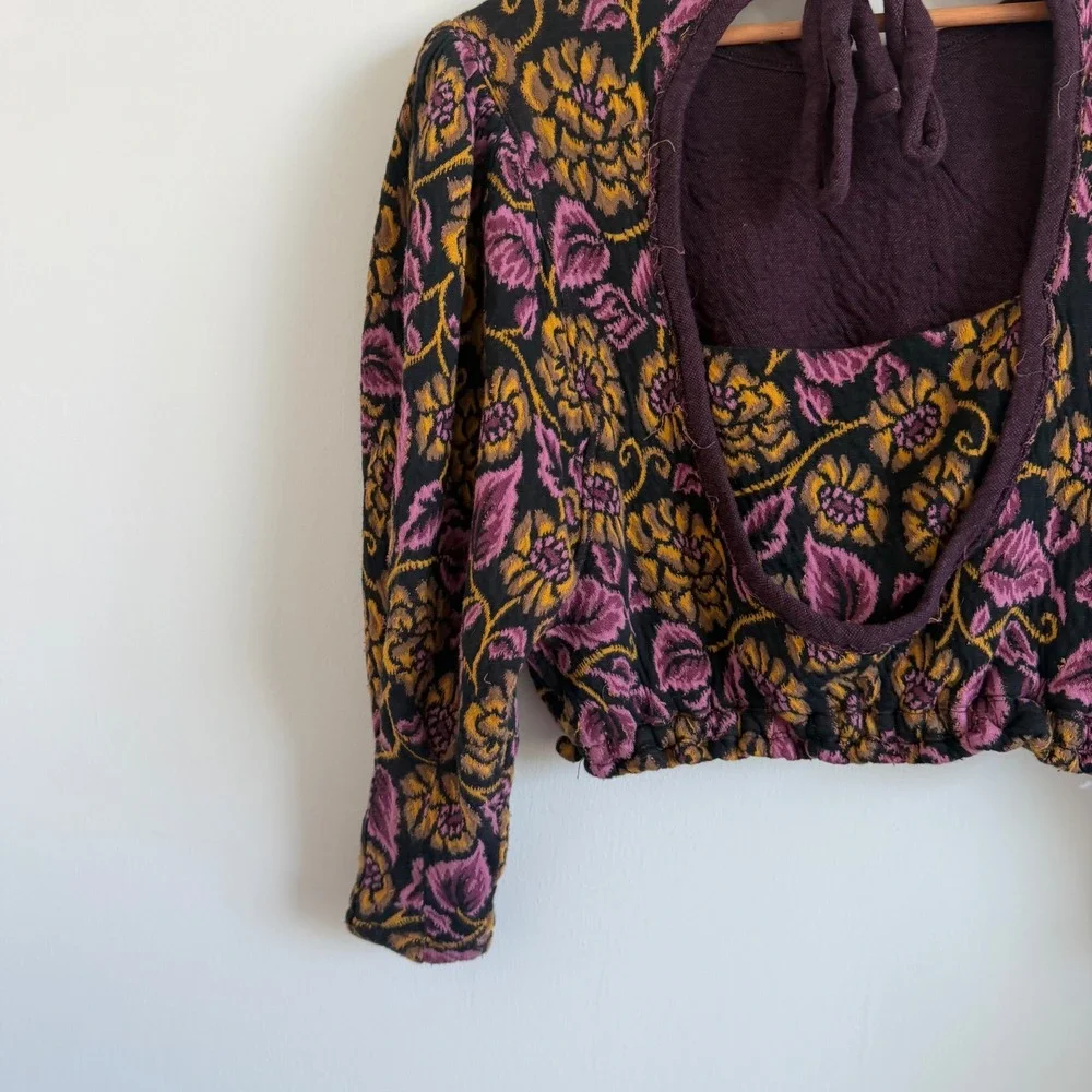Free People No Ordinary Top Tapestry Print Long Sleeve Size XS